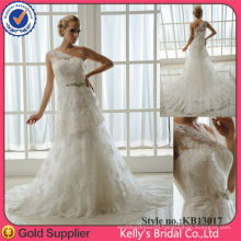 one shoulder make of luxurious lace lace fabric for wedding dresses